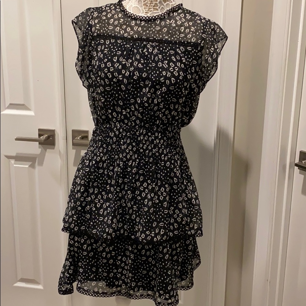Aqua Black/Cream Ruffle Dress